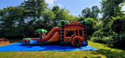 352514423 737844565012440 8010114634699910872 n 1686937001 Jungle Orange Bounce House With A WET Slide (Water Slide)