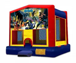 Batman Big Banner Bounce House 2 139289850 Module Bounce House With A WET Slide (Water Slide)