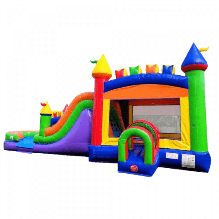 Multi Color Bounce House with a WET Slide