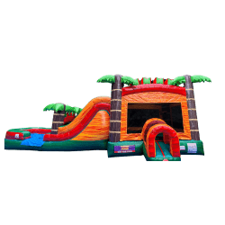Jungle Orange Bounce House With A DRY Slide