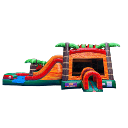 Jungle Orange Bounce House With A WET Slide (Water Slide)