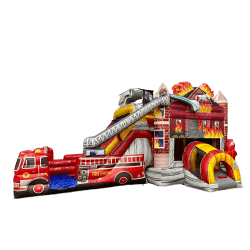 Fire Truck Bounce House with a DRY Slide