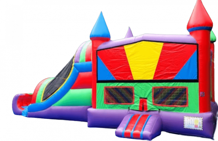 * Rainbow Bounce House With A DRY Slide